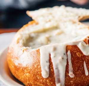 Photo of Clam Chowder in Sourdough Bread Bowls