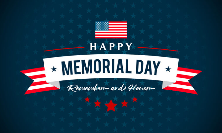USA Memorial Day - Remember and honor greeting card vector illustration Text on blue star pattern background - Central Florida Lifestyle