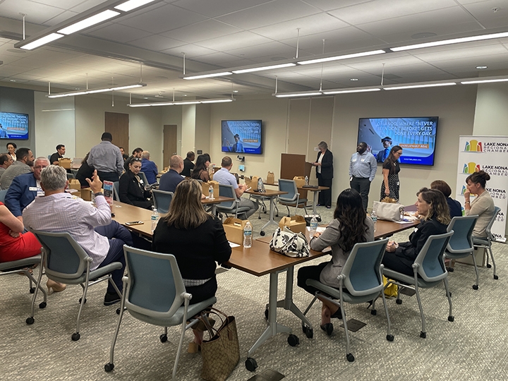 Photo of a Lake Nona Chamber of Commerce business event meeting.