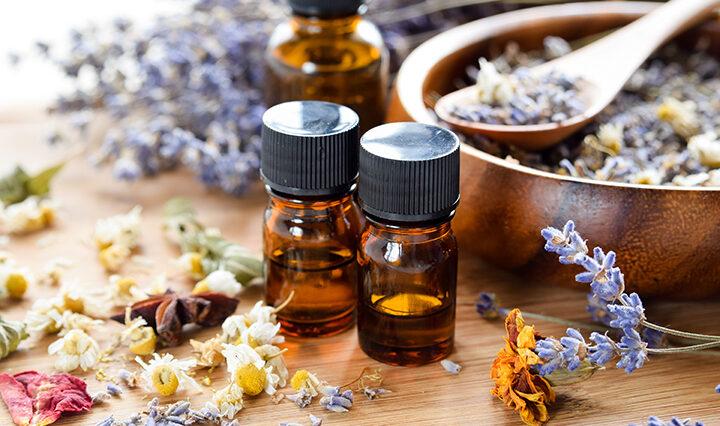 dried herbs with essential oils using lavender and chamomile