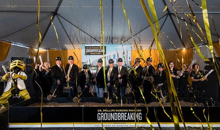 A shot of the groundbreaking faestivities for UCF's nursing pavilion.