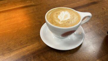 coffee in a mug on a saucer