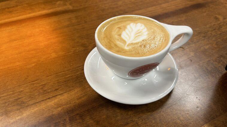 coffee in a mug on a saucer