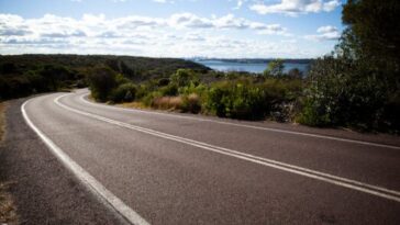 A rental car on an Australian coastal highway near Sydney