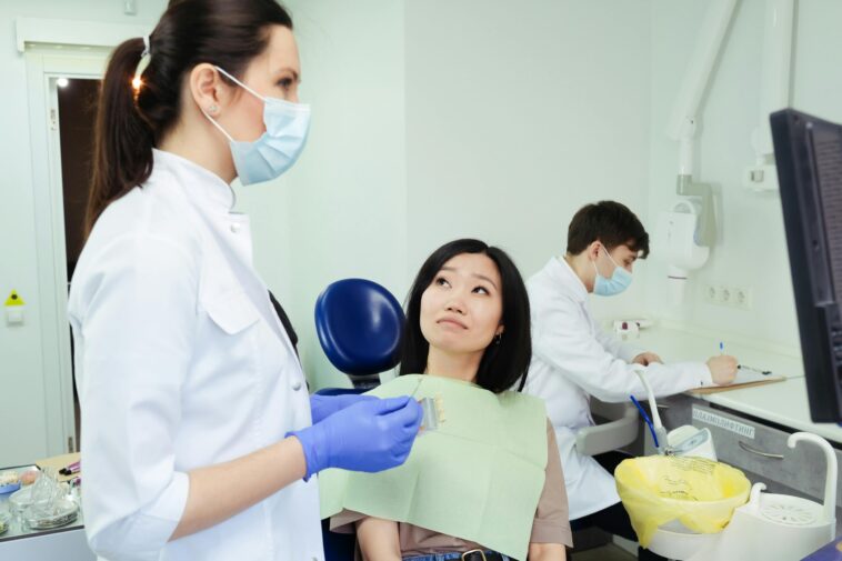 A child in an orthodontist consultation chair